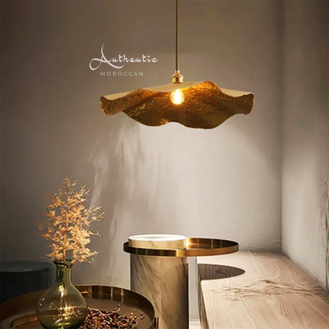 Brass Lotus leaf ceiling lampshade Gervasoni handmade design Copper Ceiling Lights - Authentic Moroccan