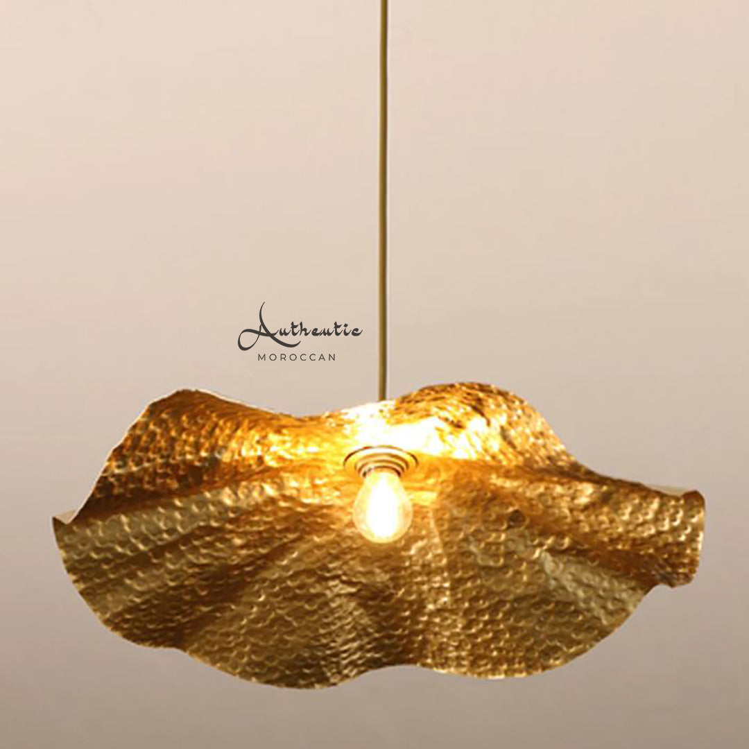 Brass Lotus leaf ceiling lampshade Gervasoni handmade design Copper Ceiling Lights - Authentic Moroccan