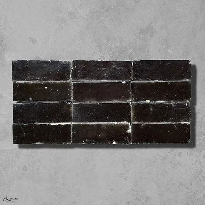 Black Bejmat Tiles Handmade in Morocco Terracotta Backsplash for Floors wall Kitchen-Bathroom Marrakech tile Fez Clay kitchen Riad tiles - Authentic Moroccan