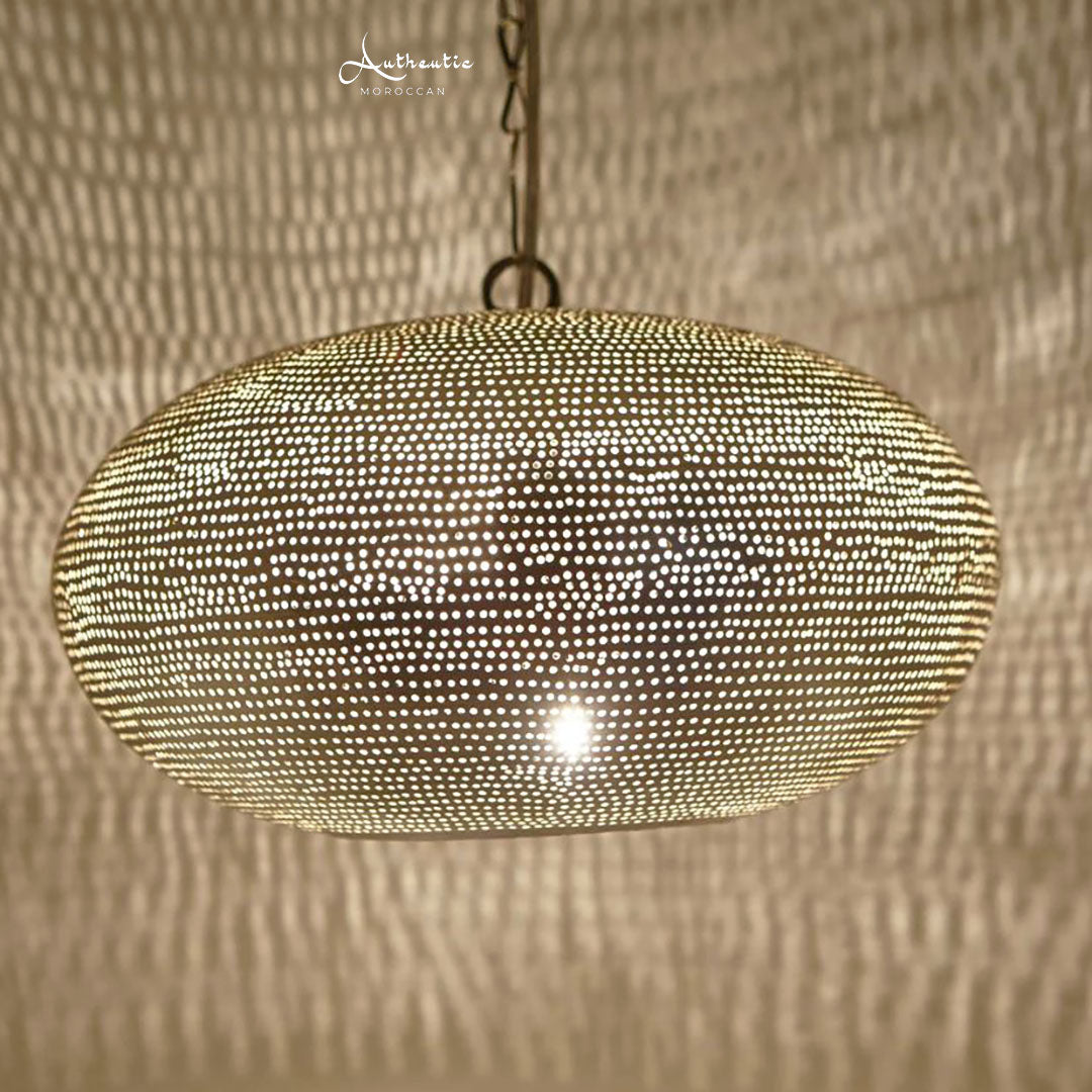 Pierced Gold Brass Ceiling Light - Authentic Moroccan