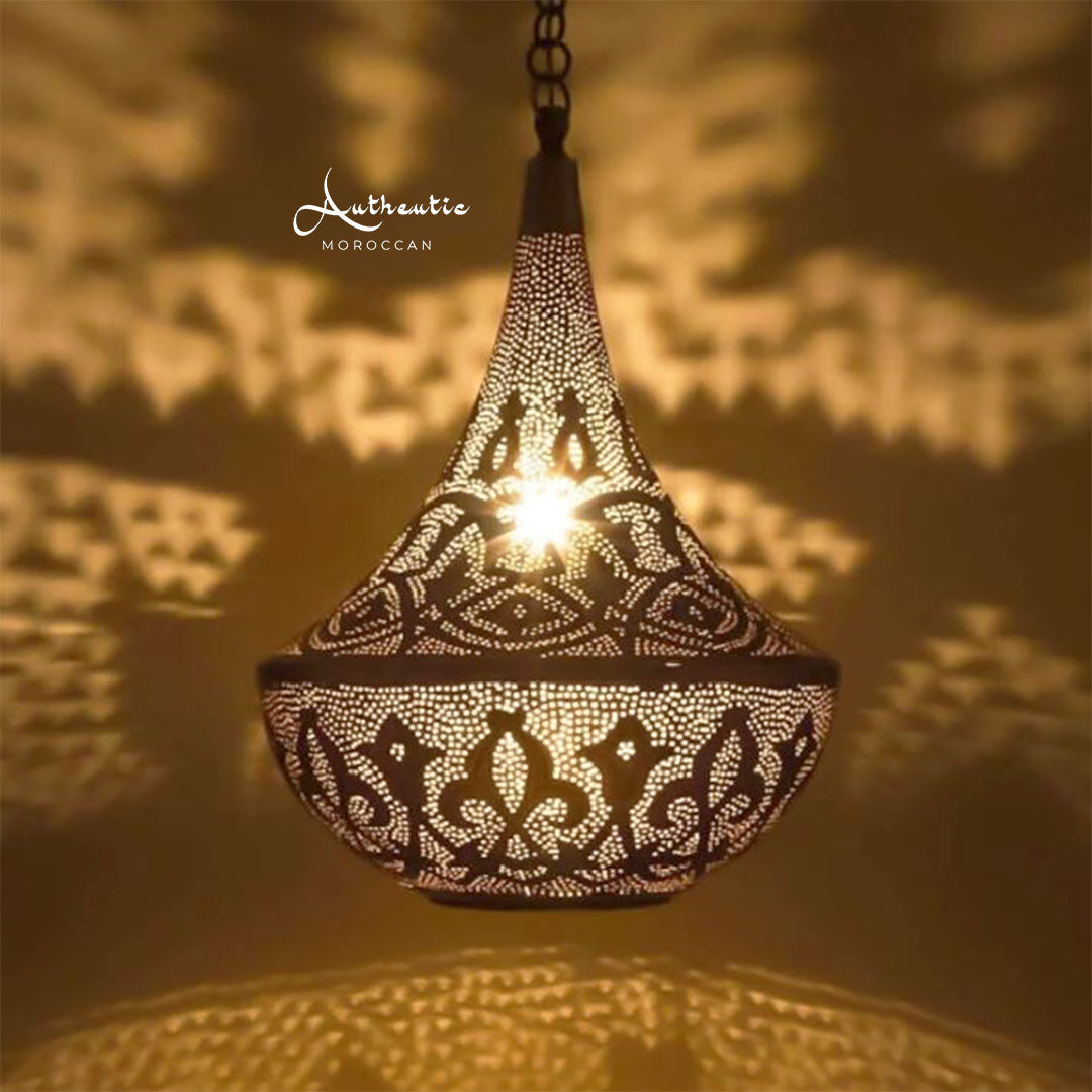 Moroccan Ceiling Light, Pierced brass