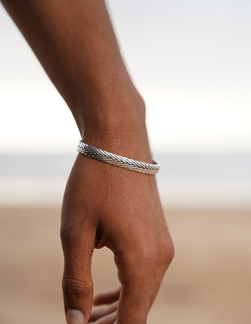 Moroccan Sterling Silver Bangle for him, BC00228