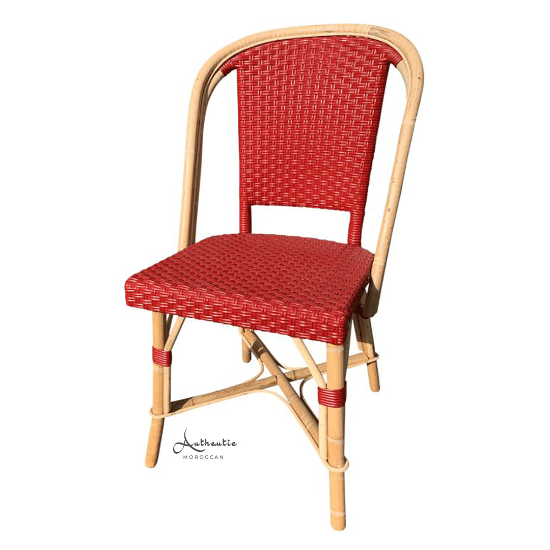 French bistro rattan chairs in red - Authentic Moroccan