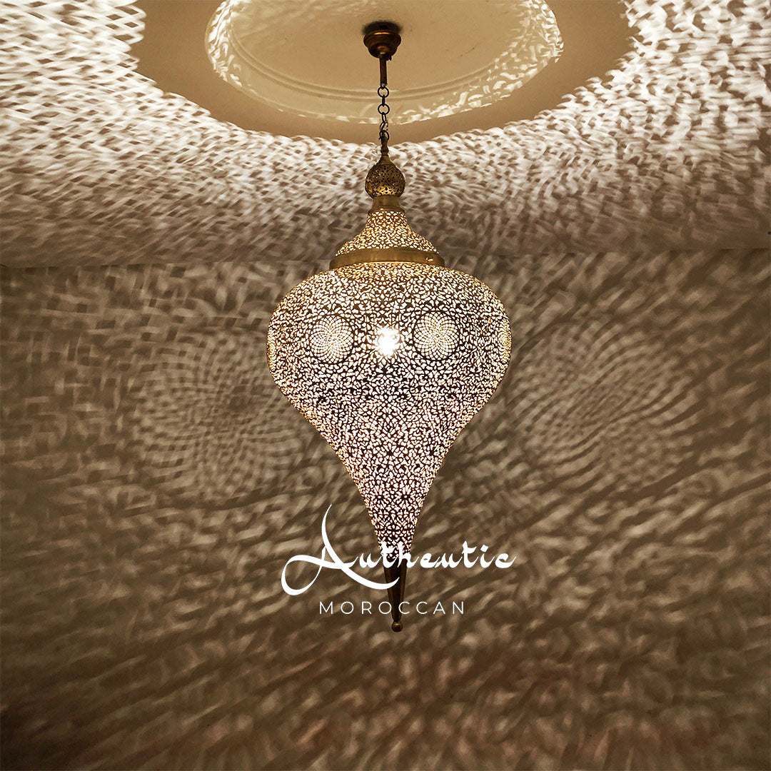 Moroccan Ceiling Light Brass Handmade Design Lampshade Arabesque Turkish Lampshade - Authentic Moroccan