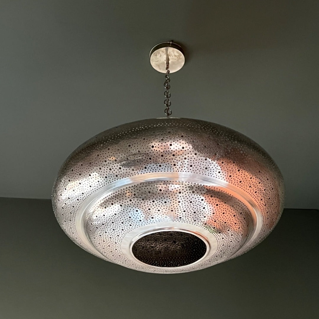 Moroccan Ceiling Lamp in silver brass - Authentic Moroccan