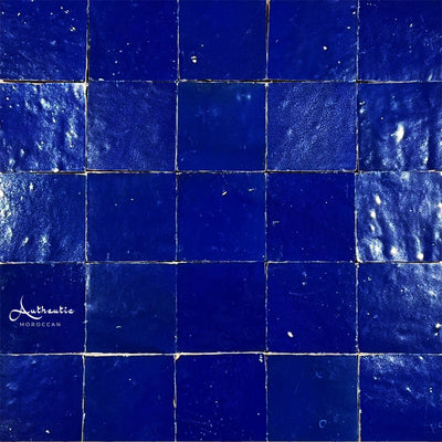Square Zellige Tiles, Indigo Blue