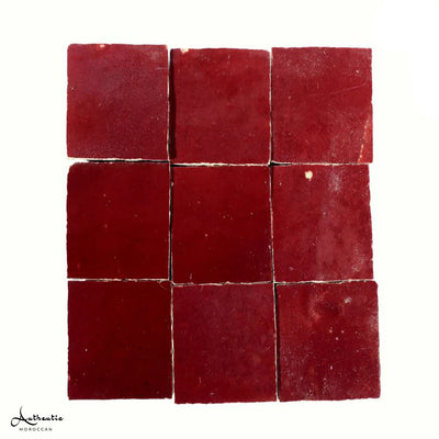 Square Zellige Tiles, Red