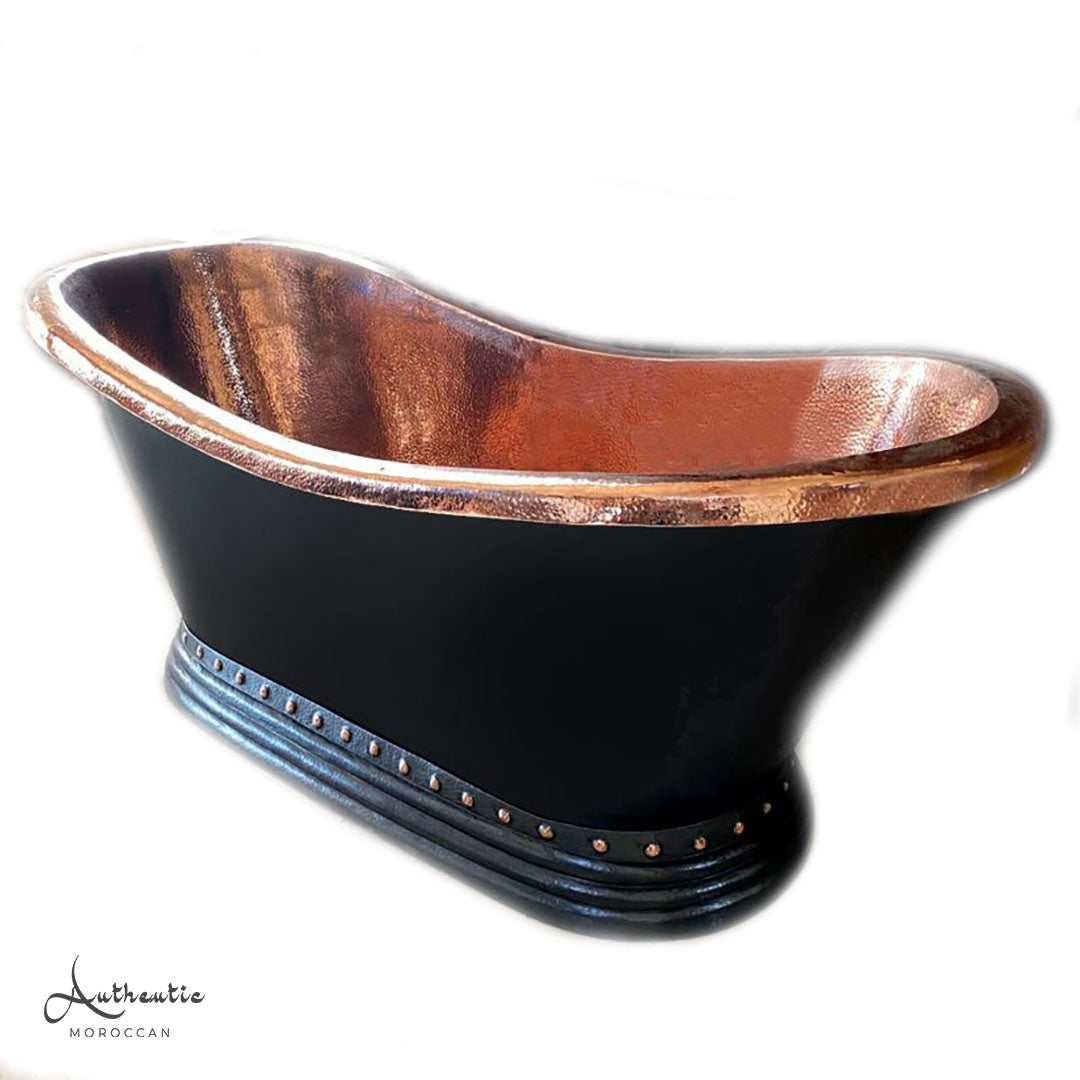 Black industrial copper soaking tub