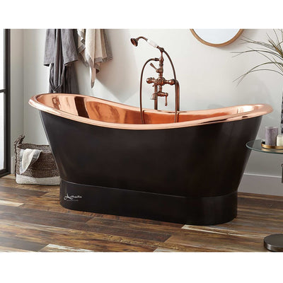 Black industrial copper soaking tub