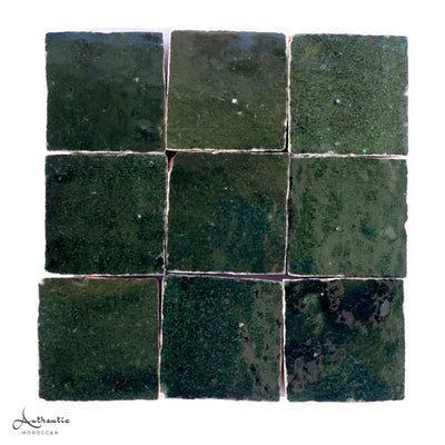 Square Zellige Tiles, Olive Green