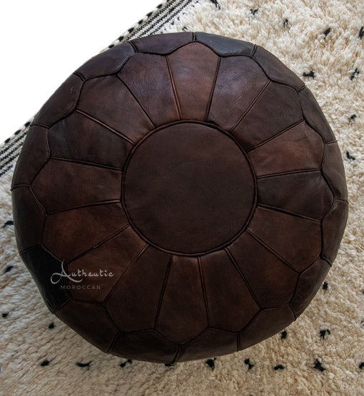 Brown Leather Pouf, online Moroccan Leather Pouf, Leather Ottoman, Leather Chair, Moroccan Leather Ottoman, Brown Ottoman