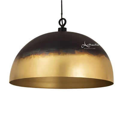 Gold and black Dome Ceiling Light Brass Handmade Design Kitchen Island Lampshade dining table lighting - Authentic Moroccan