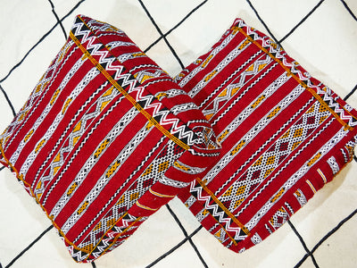 Moroccan Kilim Floor Cushion, The vivid red