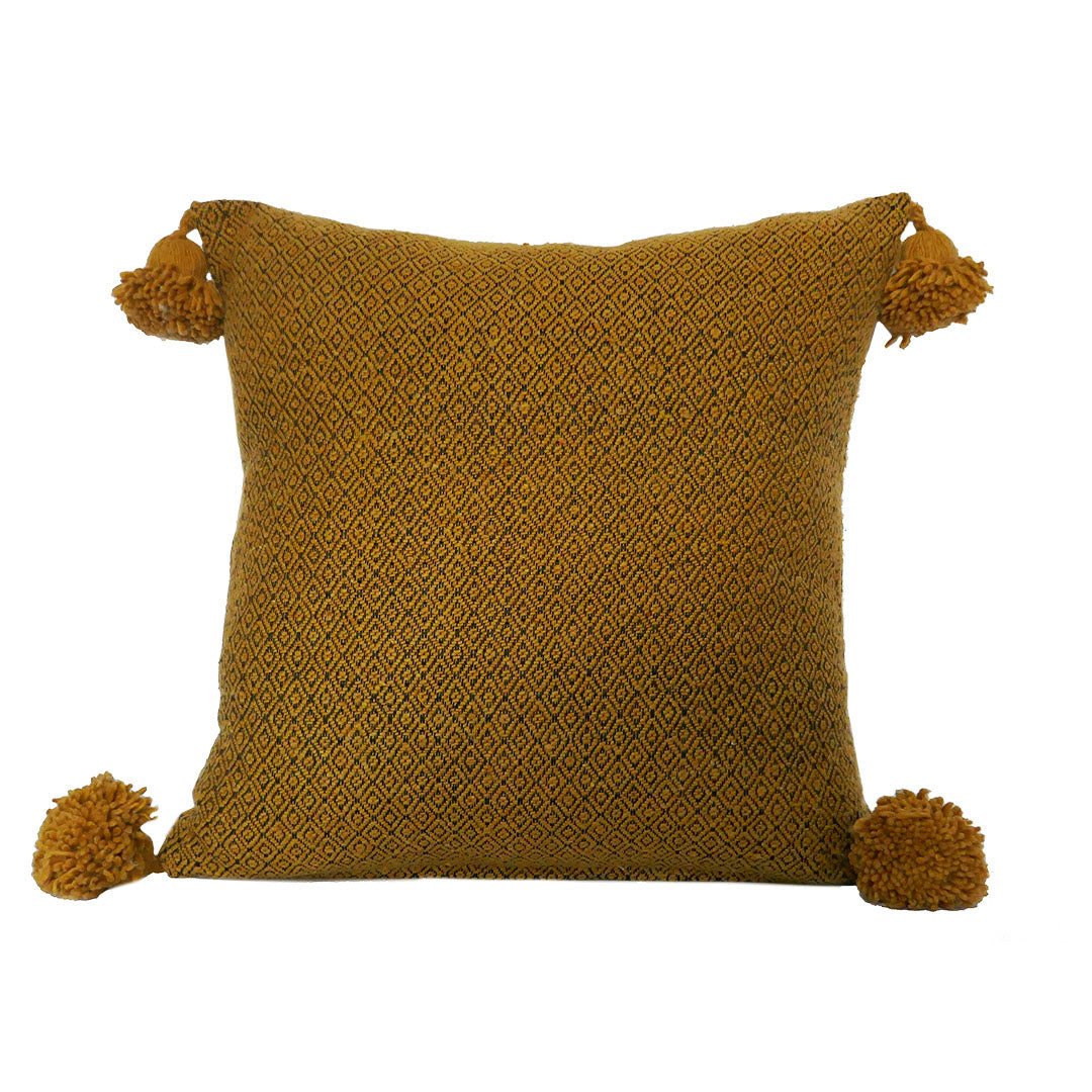 Set of 2 Moroccan Handmade Pompom Cotton Pillow outlet Light Brown 60cm X 30cm