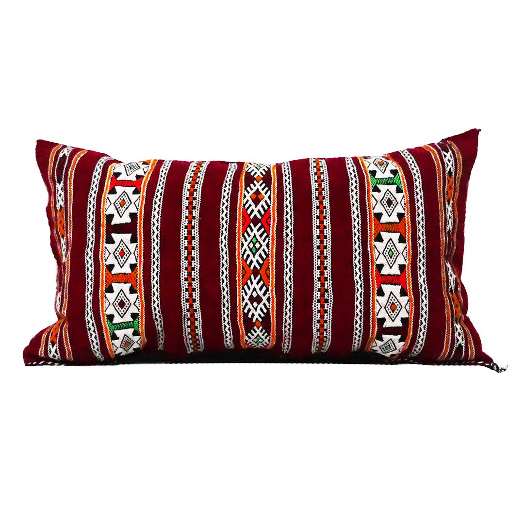 Moroccan Rectangular Red Kilim Cushion, Yamna