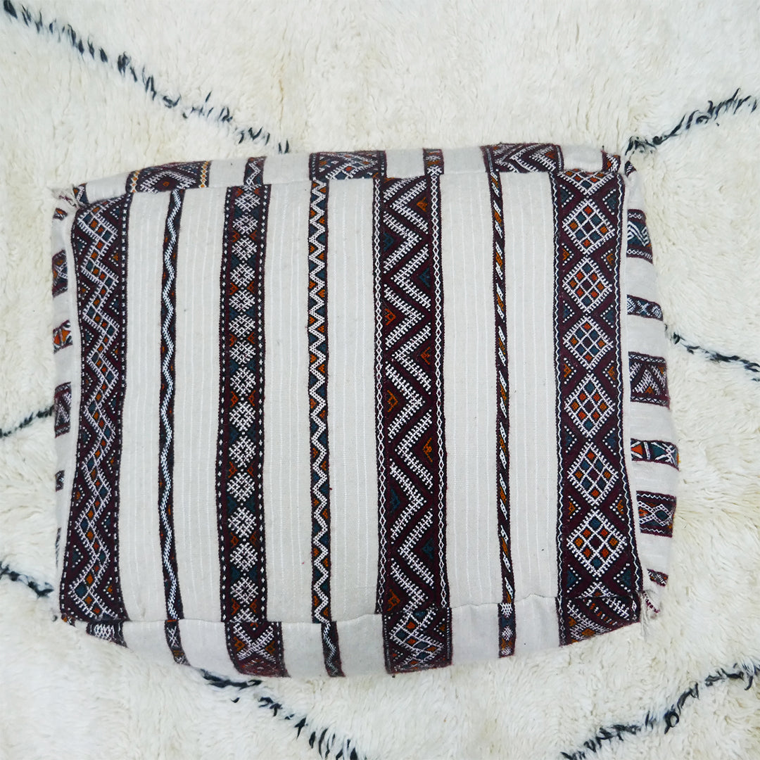 Moroccan Kilim floor Cushion, The cream fringes