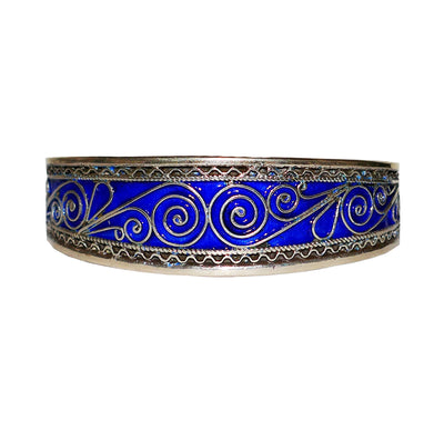 Moroccan Enameled Sterling Silver Bangle for her, BC00233