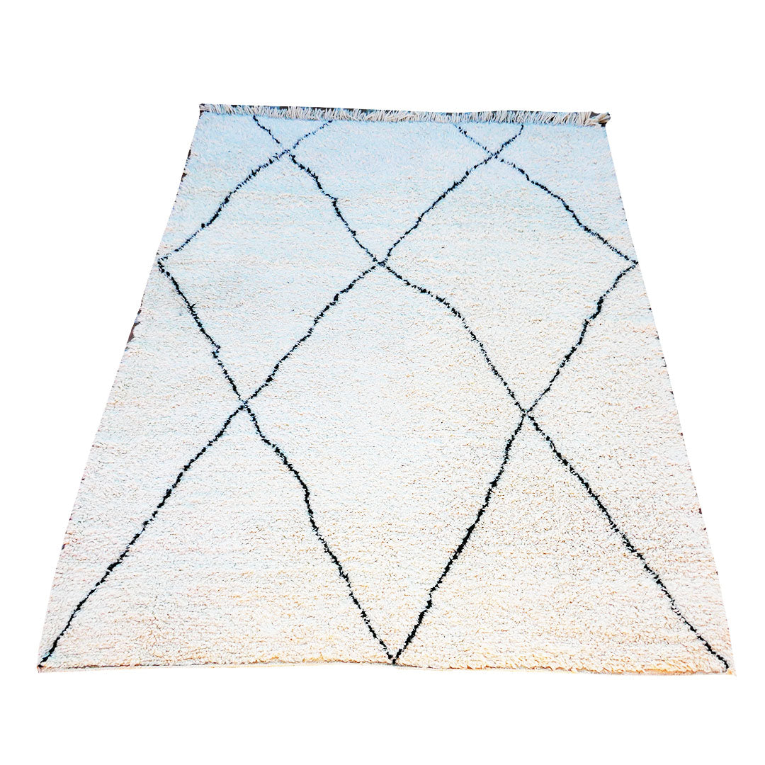 genuine beni ouarain handmade abstract wool moroccan rug berber neutral minimalist white carpet