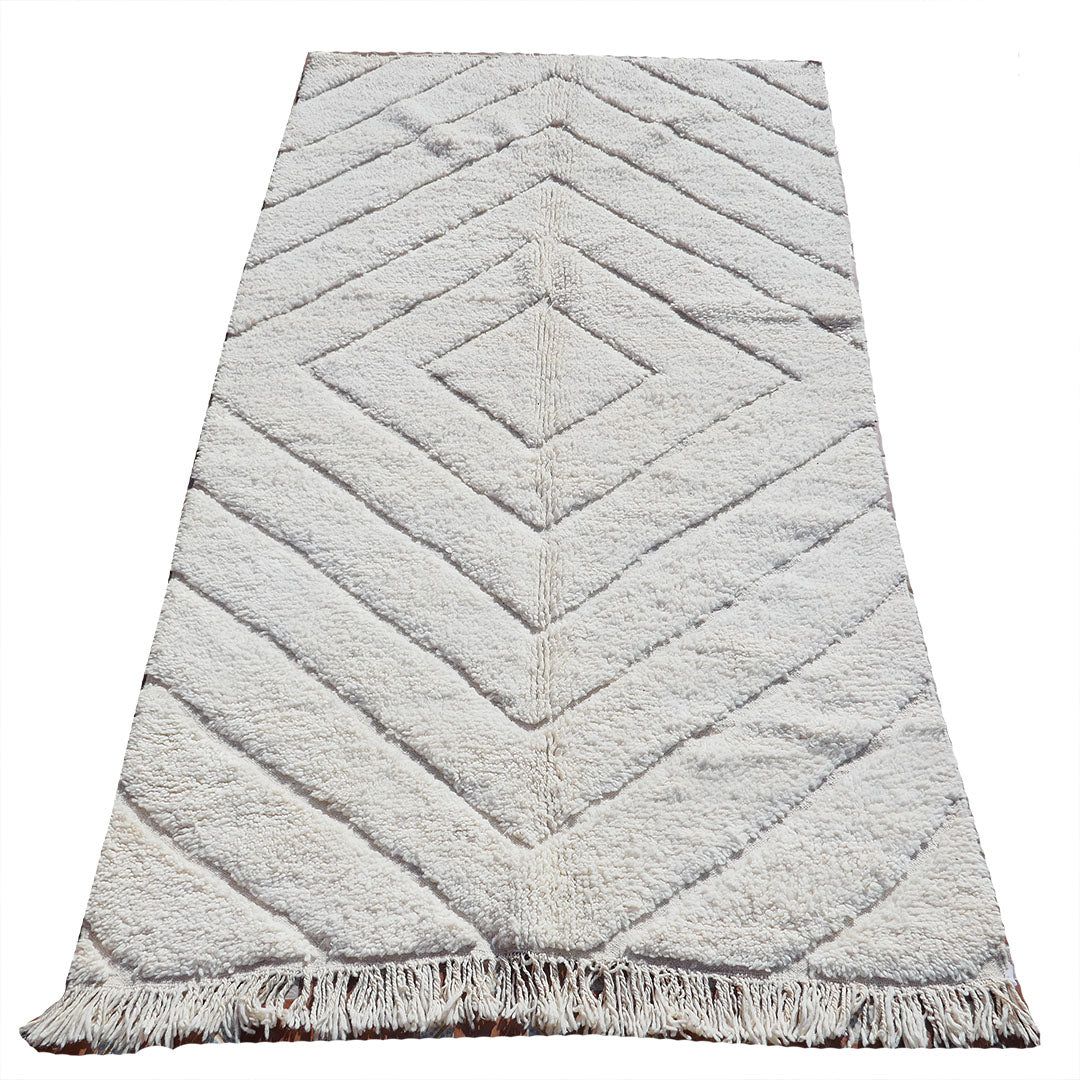 genuine beni ouarain handmade abstract wool moroccan rug berber neutral minimalist white carpet