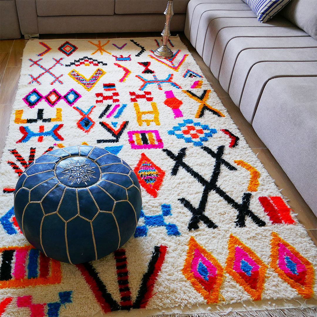 handmade flush colours abstract wool moroccan rug berber carpet