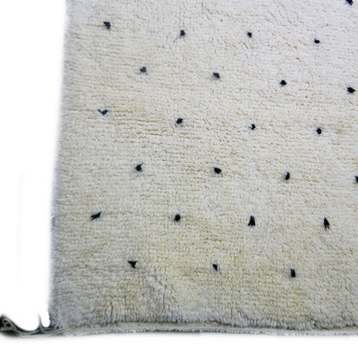 genuine beni ouarain handmade abstract wool moroccan rug berber neutral minimalist black dots carpet