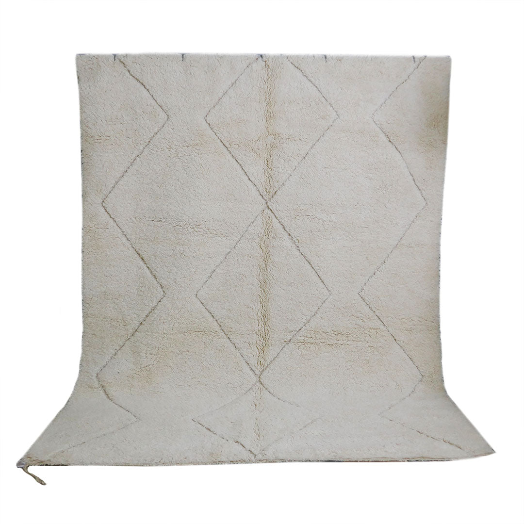 genuine beni ouarain handmade abstract wool moroccan rug berber neutral minimalist modern cream diamond carpet