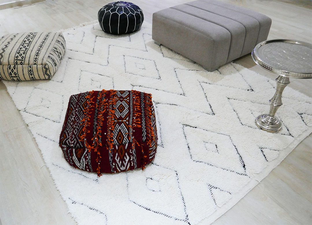 genuine beni ouarain handmade abstract wool moroccan rug berber neutral minimalist cream carpet