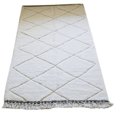 genuine beni ouarain handmade abstract wool moroccan rug berber neutral minimalist white carpet