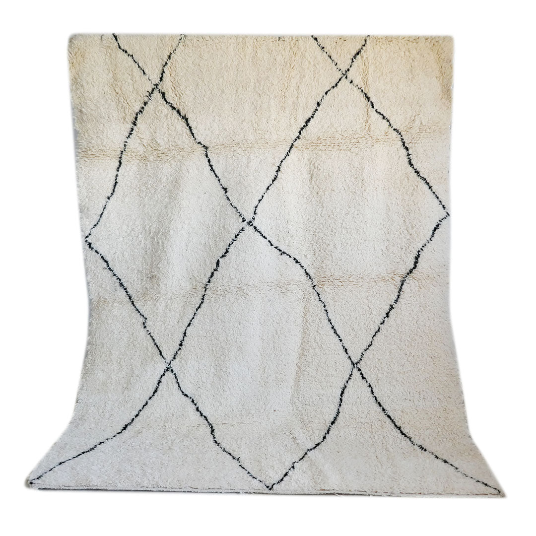 genuine beni ouarain handmade abstract wool moroccan rug berber neutral minimalist white carpet