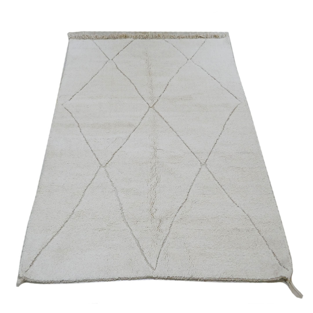 genuine beni ouarain handmade abstract wool moroccan rug berber neutral minimalist white carpet