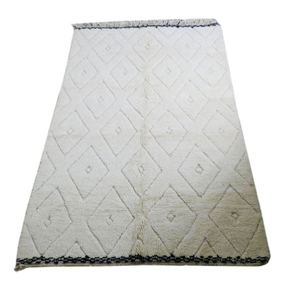 genuine beni ouarain handmade abstract wool moroccan rug berber neutral minimalist white carpet