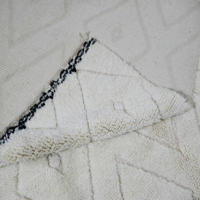 genuine beni ouarain handmade abstract wool moroccan rug berber neutral minimalist white carpet