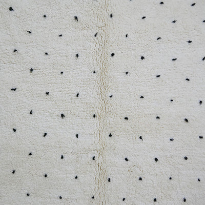 genuine beni ouarain handmade abstract wool moroccan rug berber neutral minimalist black dots carpet