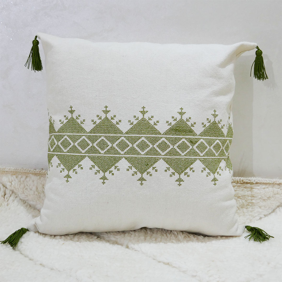 Moroccan Fez Embroidered Pillows, Green