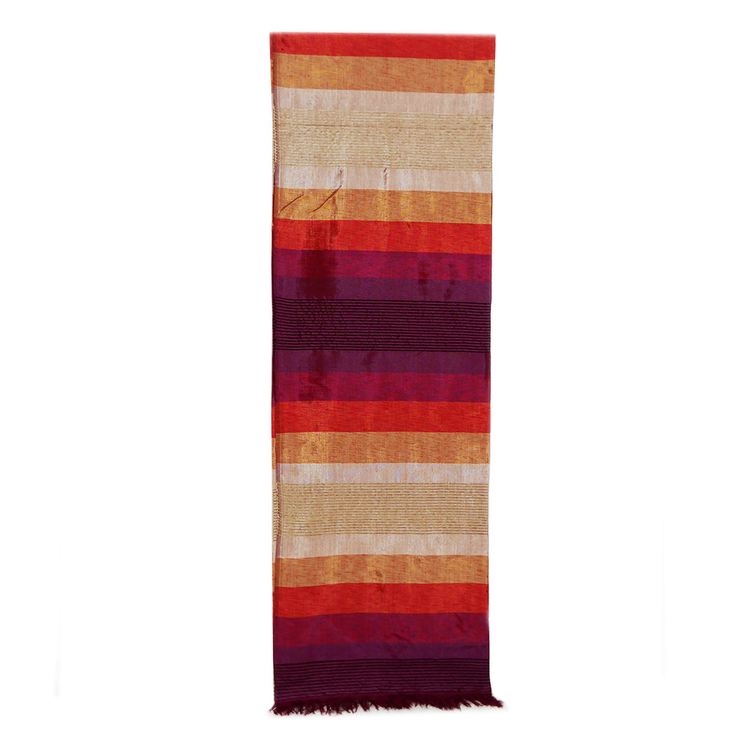 Moroccan Cactus Silk Blanket / Throw, Bordeaux & Orange