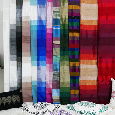 Moroccan Cactus Silk Blanket / Throw, Colour Block