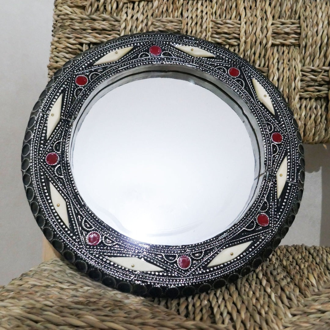 Moroccan Mirror, Engraved Round