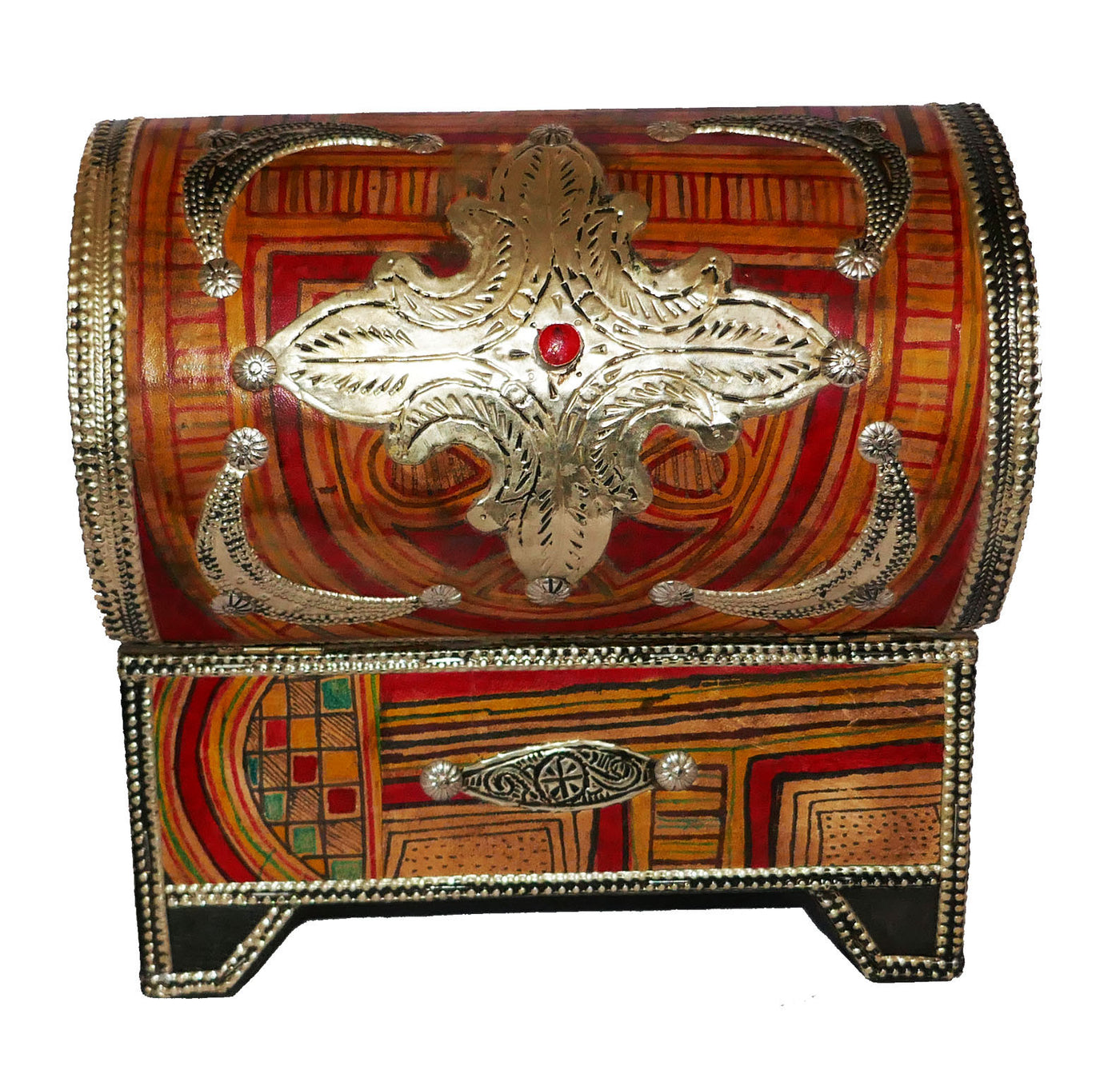 Vintage Handcrafted Leather & Metal, Jewelry Box - Merzouga