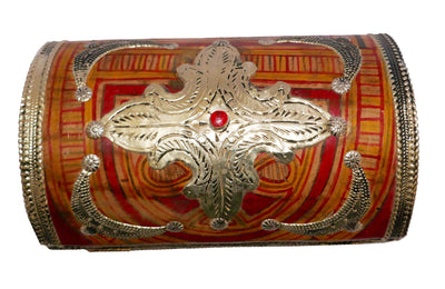 Vintage Handcrafted Leather & Metal, Jewelry Box - Merzouga