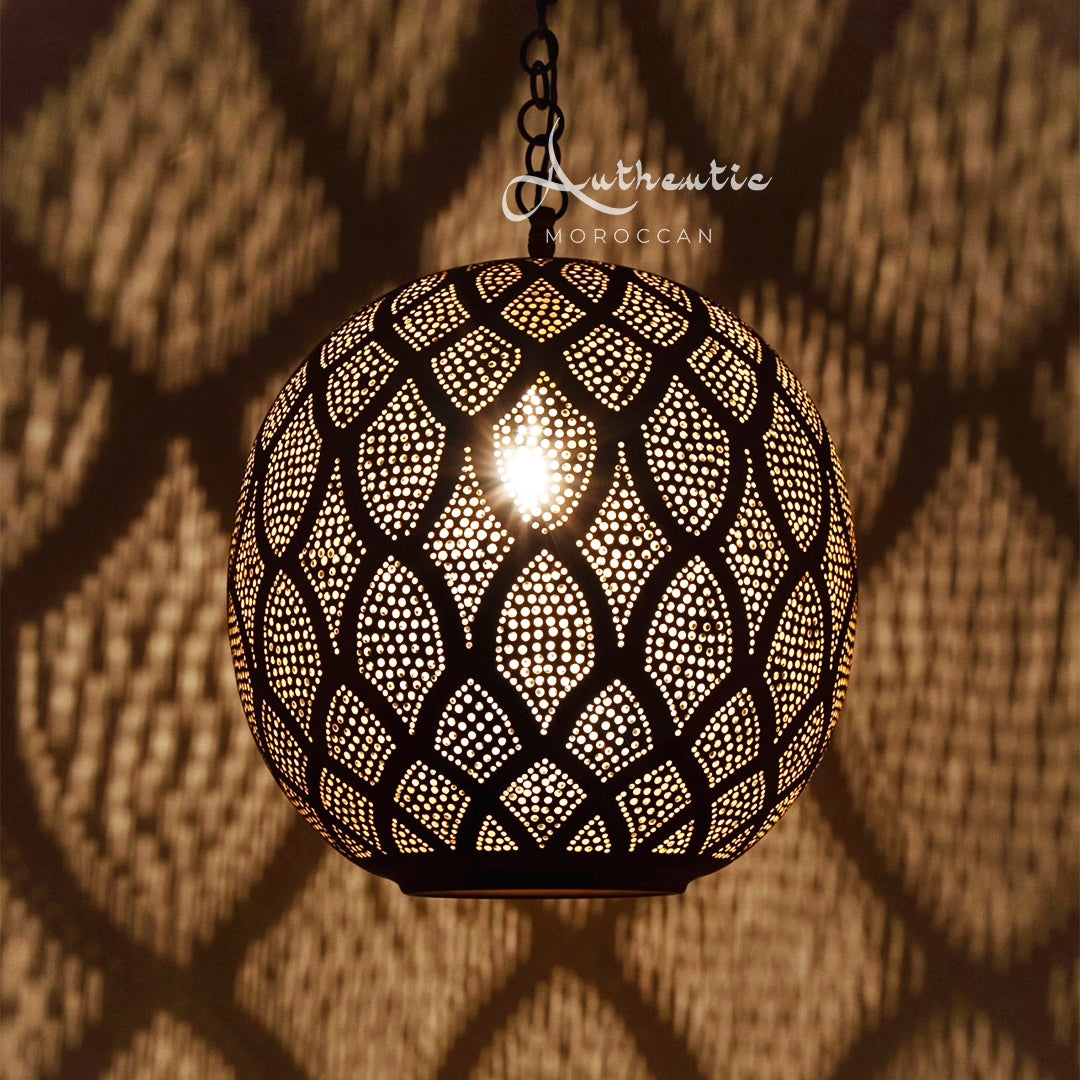 Globe shaped Moroccan Brass Ceiling Pendant - Authentic Moroccan